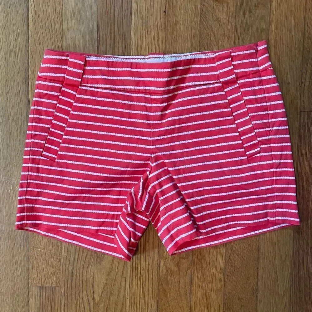 J CREW | red orange white striped shorts 0